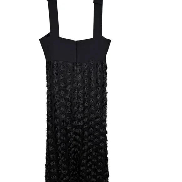 Julia Allert Black Midi Dress Floral Appliqué XL NWT - Picture 6 of 6
